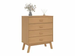 New vidaxl Mesita de noche OLDEN madera maciza de pino marrón Color natural claro