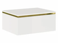 Vente-unique Mesita de noche suspendida con 1 cajón brillante y dorado - VUKIA de Pascal Morabito