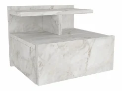 Sale Vente-unique Mesita de noche suspendida conjunto de 2 con 1 cajón y 1 estante efecto mármol - AZELNO Blanco