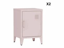 Sweeek Mesita industrial con 1 puerta, set de 2