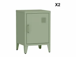 Hot Sweeek Mesita industrial con 1 puerta, set de 2 Verde claro