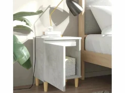 Clearance Mesita noche con patas madera maciza hormigón 40x30x50 cm Mesita De Noche