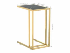 Sale Mesita ordenador vidrio transparente negro mármol 50x35x65cm Mesa Auxiliar