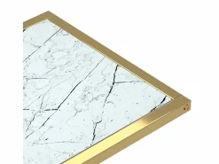 Best Mesita ordenador vidrio transparente blanco mármol 50x35x65cm Mesa Auxiliar