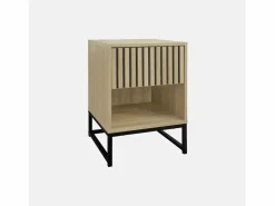 Mesitas de noche contemporáneas con 1 cajón, set de 2 natural Mesita De Noche