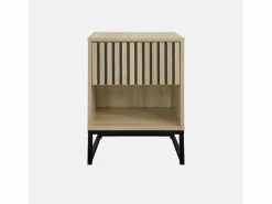 Mesitas de noche contemporáneas con 1 cajón, set de 2 natural Mesita De Noche