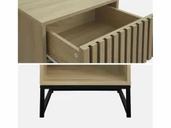 Mesitas de noche contemporáneas con 1 cajón, set de 2 natural Mesita De Noche