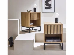 Mesitas de noche contemporáneas con 1 cajón, set de 2 natural Mesita De Noche
