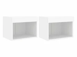 Clicnbuy Mesitas de noche de pared con luces LED 2 unidades