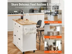 Sale Mesón de Cocina con Ruedas SucceBuy, 90cm, Armario Rodante de Estorage con Cajón y Soporte, Blanco