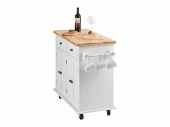 Sale Mesón de Cocina con Ruedas SucceBuy, 90cm, Armario Rodante de Estorage con Cajón y Soporte, Blanco