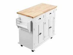 Sale Mesón de Cocina con Ruedas SucceBuy, 90cm, Armario Rodante de Estorage con Cajón y Soporte, Blanco