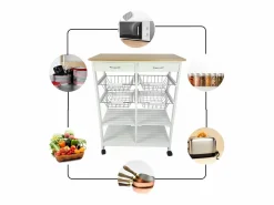 Meyvaser - Carro de Cocina de Cocina con Ruedas con 4 cestas extraíbles 4 bandejas y 2 cajones Oporto 8 Color 87x 67 x 37 Cm