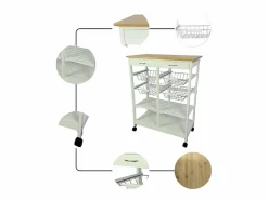 Meyvaser - Carro de Cocina de Cocina con Ruedas con 4 cestas extraíbles 4 bandejas y 2 cajones Oporto 8 Color 87x 67 x 37 Cm