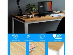 Discount Meyvaser - Mesa de Escritorio 120 Cm de ancho con patas de Metal y tapa de madera 58x74x120 Cm Blanco
