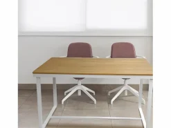 Discount Meyvaser - Mesa de Escritorio 120 Cm de ancho con patas de Metal y tapa de madera 58x74x120 Cm Blanco