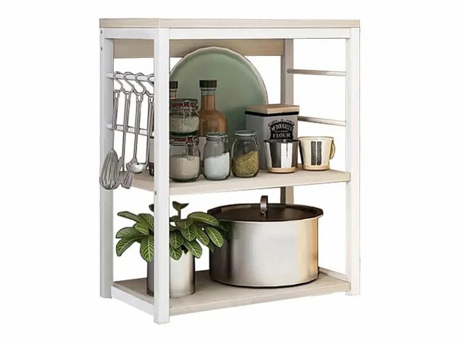 Meyvaser Estantería de Cocina, Unidad de Cocina con estantes, Marco de Metal , Estante Industrial para microondas 50x30x71,5 Cm