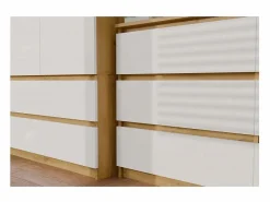 TOPESHOP MILAN – Cómoda ancha para dormitorio con 6 cajones – 30x120x77 cm – Mueble de almacenamiento – Artesanal y blanco