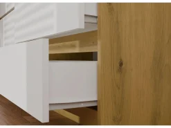 TOPESHOP MILAN – Cómoda ancha para dormitorio con 6 cajones – 30x120x77 cm – Mueble de almacenamiento – Artesanal y blanco