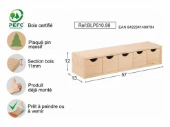 New Astigarraga Mini bloque de almacenamiento en pino crudo con cajones 5 cajones Beige