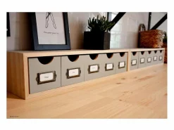 New Astigarraga Mini bloque de almacenamiento en pino crudo con cajones 5 cajones Beige