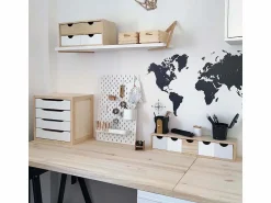 New Astigarraga Mini bloque de almacenamiento en pino crudo con cajones 5 cajones Beige