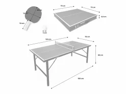 Outlet Sweeek Mini mesa de ping pong interior plegable con 4 raquetas y 6 pelotas, Azul