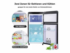 Best Mini nevera retro, 72 L en total, 21 L en congelador, 51 L en frigorífico, Clase energética E, LED, Diseño retro, Color (45 x 44 x 91 cm) Electrodomésticos De Frío
