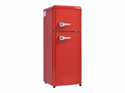 Clearance Mini nevera retro, 92 L en total, 28 L en congelador, 64 L en frigorífico, clase energética D, LED, diseño retro, color (105,5 x 41 x 45,5 cm) Rojo