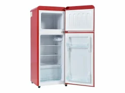 Clearance Mini nevera retro, 92 L en total, 28 L en congelador, 64 L en frigorífico, clase energética D, LED, diseño retro, color (105,5 x 41 x 45,5 cm) Rojo