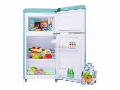 Best Mini nevera retro, 72 L en total, 21 L en congelador, 51 L en frigorífico, Clase energética E, LED, Diseño retro, Cian (45 x 44 x 91 cm) Electrodomésticos De Frío
