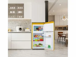 Discount Mini nevera retro, 72 L en total, 21 L en congelador, 51 L en frigorífico, Clase energética E, LED, Diseño retro, (45 x 44 x 91 cm) Electrodomésticos De Frío