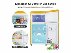 Discount Mini nevera retro, 72 L en total, 21 L en congelador, 51 L en frigorífico, Clase energética E, LED, Diseño retro, (45 x 44 x 91 cm) Electrodomésticos De Frío