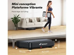 MERACH Mini plataforma vibratoria para pérdida de peso y moldeado, 1-99 niveles, 9 programas, control automático o manual, gimnasia pasiva
