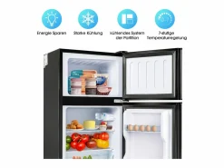Mininevera de 60 L, congelador de 22 L, frigorífico de 38 L, clase energética E, LED, diseño moderno, color (86,8 x 45,5 x 42,5 cm)