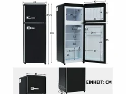 Outlet Mininevera retro, 92 L en total, congelador de 28 L, refrigerador de 64 L, clase energética D, LED, diseño moderno, color (105,5 x 41 x 45,5 cm) Electrodomésticos De Frío