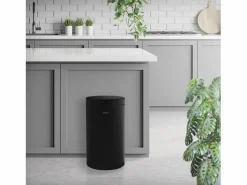 ML-DESIGN Cubo de basura inteligente con sensor de movimiento 30L papelera redonda con apertura y cierre automática de acero con pantalla LED Negro