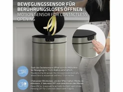 Discount ML-DESIGN Cubo de basura inteligente con sensor de movimiento 40L papelera redonda con apertura y cierre automática de acero con pantalla LED Plateado