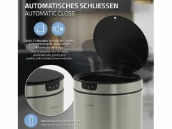 Discount ML-DESIGN Cubo de basura inteligente con sensor de movimiento 40L papelera redonda con apertura y cierre automática de acero con pantalla LED Plateado