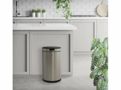 Online ML-DESIGN Cubo de basura inteligente con sensor de movimiento 30L papelera redonda con apertura y cierre automática de acero con pantalla LED Plateado