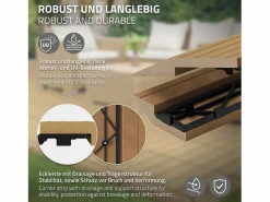 Online Perfil angular de wpc marrón teca esquina derecha 38x2x7,5 cm borde de remate para baldosas con sistema clic aspecto madera para terraza Terraza