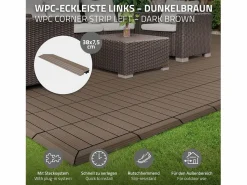 Online Perfil angular de wpc marrón oscuro esquina izquierda 38x2x7,5 cm borde de remate para baldosas con sistema clic aspecto madera para terraza Terraza