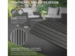 ML-DESIGN Perfil angular de wpc antracita esquina derecha 38x2x7,5 cm borde de remate para baldosas con sistema clic aspecto madera para terraza