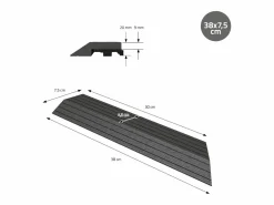 ML-DESIGN Perfil angular de wpc antracita esquina derecha 38x2x7,5 cm borde de remate para baldosas con sistema clic aspecto madera para terraza
