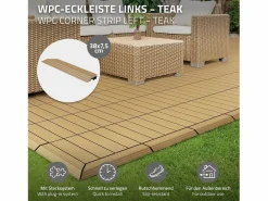 Best ML-DESIGN Perfil angular de wpc marrón teca esquina izquierda 38x2x7,5 cm borde de remate para baldosas con sistema clic aspecto madera para terraza Marru00f3n