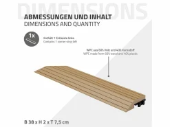 Best ML-DESIGN Perfil angular de wpc marrón teca esquina izquierda 38x2x7,5 cm borde de remate para baldosas con sistema clic aspecto madera para terraza Marru00f3n