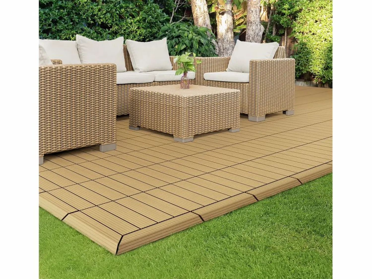 Best ML-DESIGN Perfil angular de wpc marrón teca esquina izquierda 38x2x7,5 cm borde de remate para baldosas con sistema clic aspecto madera para terraza Marru00f3n
