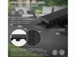 Sale Perfil angular de wpc antracita esquina izquierda 38x2x7,5 cm borde de remate para baldosas con sistema clic aspecto madera para terraza Terraza