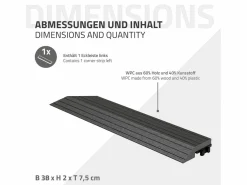 Sale Perfil angular de wpc antracita esquina izquierda 38x2x7,5 cm borde de remate para baldosas con sistema clic aspecto madera para terraza Terraza