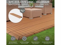 Best Perfil angular de wpc marrón claro esquina izquierda 38x2x7,5 cm borde de remate para baldosas con sistema clic aspecto madera para terraza Terraza